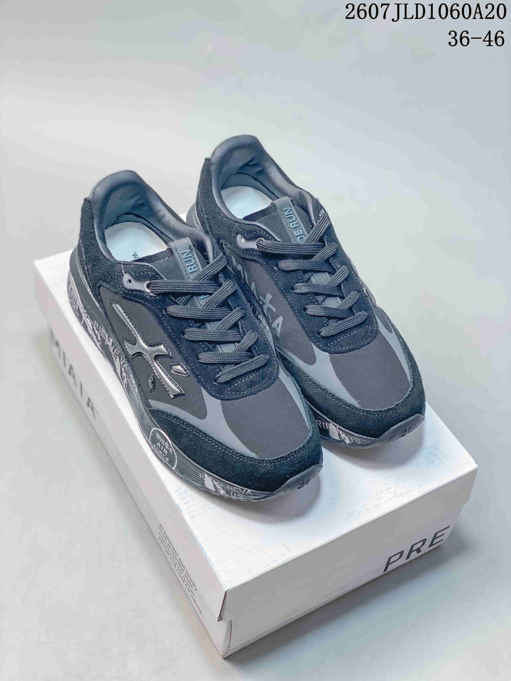 Premiata Lander Trainers Retro Sneakers Navy and Black