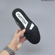 Louis Vuitton Trainer Sneakers in White and Black with Embellished Trim