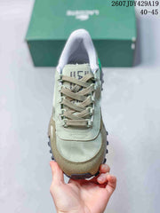 Lacoste Low-Top Lace-Up Sneakers in Green and Khaki