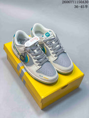 Nike SB Dunk Low x Louis Vuitton-Style Sneakers, Gray and White