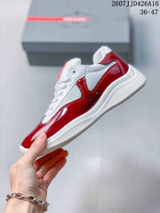 Prada 2607JJD426A16 Red and White Platform Sneakers