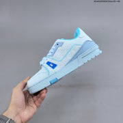 Louis Vuitton Trainer Low-Top Sneakers, White and Green/Blue
