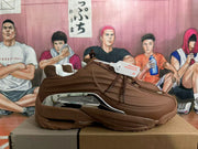 Brown Basketball Sneakers with Metallic Silver Accents