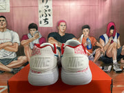 Nike White and Pink Rose Print Basketball Shoes