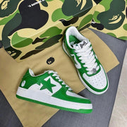 BAPE STA Low Sneakers in Green and White 1H70-191-001