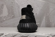 Yeezy 350 V2 Black and Cream Knit Sneakers
