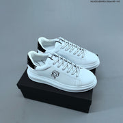 Karl Lagerfeld White Low-Top Lace-Up Sneakers with Logo