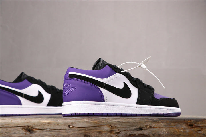 Air Jordan 1 Low White Black Orange Purple Sneakers 553558-125