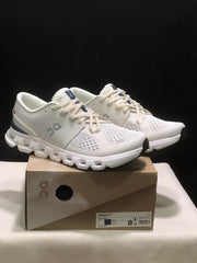 On Cloud X 4 Ivory and Blue Sneakers