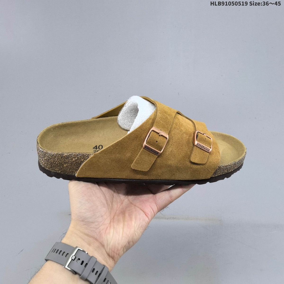Birkenstock Arizona Two-Strap Suede Slide Sandals, Taupe