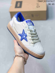 Golden Goose Ball Star White and Blue Low-Top Sneakers 2607JGY557A17