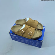 Birkenstock Arizona Two-Strap Suede Slide Sandals, Taupe
