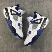 Jordan Air Jordan 4 Sneakers in White, Black and Blue