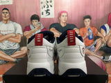Jordan White and Dark Blue Basketball Sneakers