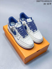 Nike Air Force 1 White Blue Monogram Sneakers 2607VD1605A15