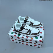 Louis Vuitton Trainer Sneakers in White and Black with Embellished Trim