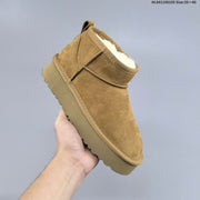 UGG-Style Mini Platform Winter Boots in Chestnut
