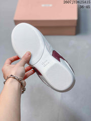 Miu Miu Gymnasium Low-Top Sneakers in White and Burgundy