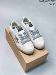 Golden Goose Ball Star White Leather Sneakers with Gold Star