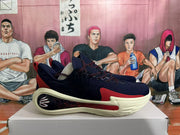 Basketball Shoes in Navy, Red and Cream