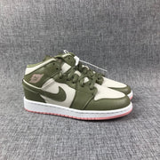 Air Jordan 1 Mid GG Sneakers in Olive Green and White