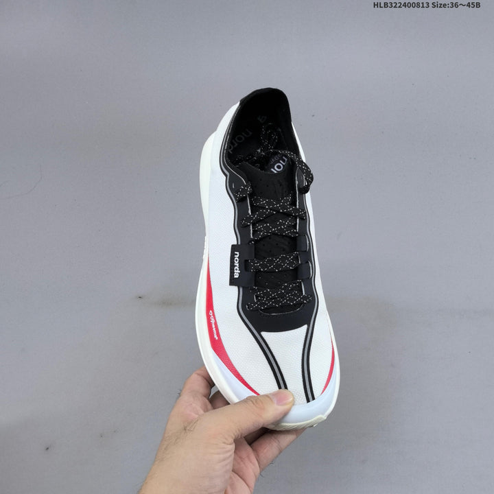 norda 005 Trail Running Shoes in White, Black and Red