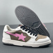 BAPE Sk8 Sta Low-Top Sneakers in White, Taupe and Pink