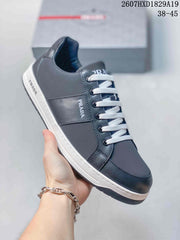 Prada Downtown Low-Top Sneakers Navy and White 2607HXD1829A19