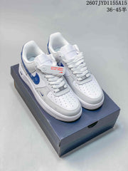 Nike Air Force 1 White Blue Pattern Sneakers 2607TYD1155A15