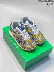 Bottega Veneta Orbit Low-Top Sneakers in Yellow and Denim Blue