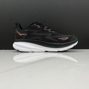 HOKA Clifton 9 Black and Gold Running Shoes