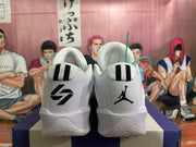 Jordan White Basketball Sneakers with Black Accents